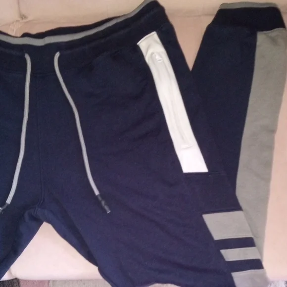 Jordan Craig Blue Jogger Pants White & Gray Side Stripe and Zipper Pockets XL